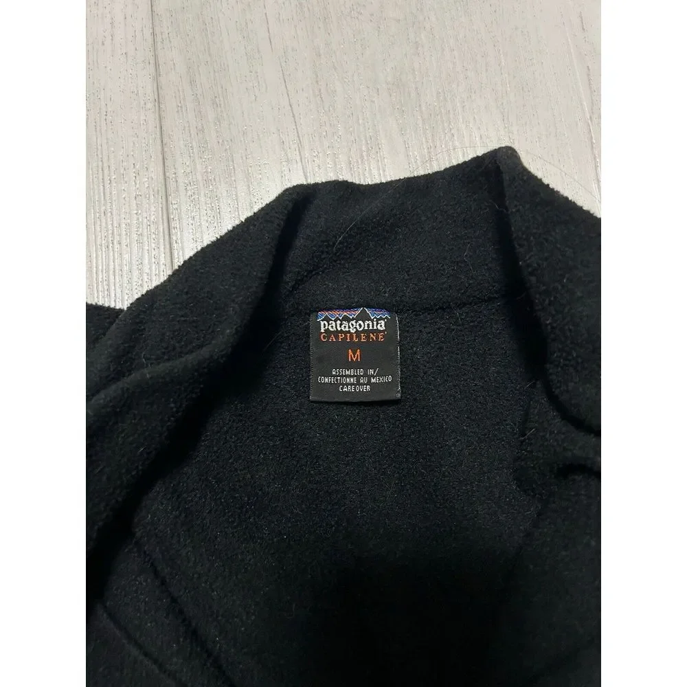 Patagonia Capilene‎ 1/4 Zip Fleece Black Women's Sz M Warm Base Layer Vintage